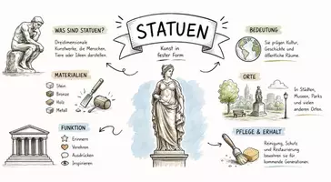 Vorschau - Arbeitsblätter - AB mit Fragen zum Thema "Statuen" + Lösungsblatt + Infografik - Seite 1