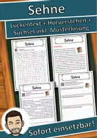Vorschau - Unterrichtsreihen - Sehne Lückentext mit Wortspeicher Hörverstehen und Suchsel - Deckblatt