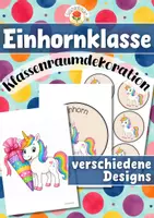 Vorschau - Mal- und Bastelvorlagen - Einhornklasse - Wand- und Türdeko | Klassenraumdekoration (Klassentier) - Deckblatt