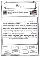 Vorschau - Unterrichtsreihen - Yoga Lückentext mit Wortspeicher Hörverstehen und Suchsel - Seite 1