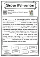 Vorschau - Unterrichtsreihen - Sieben Weltwunder Lückentext mit Wortspeicher Hörverstehen und Suchsel - Seite 1