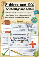 Vorschau - Arbeitsblätter - Sachaufgaben: Plus und Minus im Zahlenraum 1000 - Übungskartei (Klasse 3) - Deckblatt