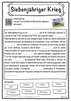 Vorschau - Unterrichtsreihen - Siebenjähriger Krieg Lückentext mit Wortspeicher Hörverstehen und Suchsel - Seite 1