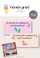 Vorschau - Anderer Materialtyp - Feriengruß Sommerferien mit Wassereis - Deckblatt