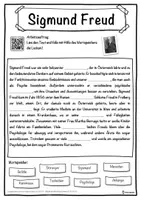 Vorschau - Unterrichtsreihen - Sigmund Freud Lückentext mit Wortspeicher Hörverstehen und Suchsel - Seite 1