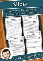Vorschau - Unterrichtsreihen - Silber Lückentext mit Wortspeicher Hörverstehen und Suchsel - Deckblatt