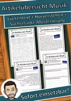 Vorschau - Unterrichtsreihen - Artikelübersicht Musik Lückentext mit Wortspeicher Hörverstehen und Suchsel - Deckblatt