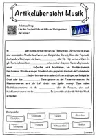 Vorschau - Unterrichtsreihen - Artikelübersicht Musik Lückentext mit Wortspeicher Hörverstehen und Suchsel - Seite 1