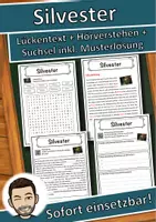 Vorschau - Unterrichtsreihen - Silvester Lückentext mit Wortspeicher Hörverstehen und Suchsel - Deckblatt