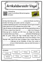 Vorschau - Unterrichtsreihen - Artikelübersicht Vögel Lückentext mit Wortspeicher Hörverstehen und Suchsel - Seite 1
