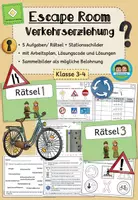 Vorschau - Arbeitsblätter - Escape Room: Verkehrserziehung (Klasse 3-4) #50mal50byextraklasse - Deckblatt