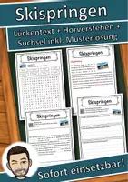 Vorschau - Unterrichtsreihen - Skispringen Lückentext mit Wortspeicher Hörverstehen und Suchsel - Deckblatt