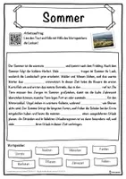 Vorschau - Unterrichtsreihen - Sommer Lückentext mit Wortspeicher Hörverstehen und Suchsel - Seite 1