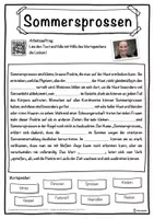 Vorschau - Unterrichtsreihen - Sommersprossen Lückentext mit Wortspeicher Hörverstehen und Suchsel - Seite 1