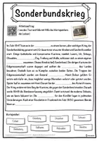 Vorschau - Unterrichtsreihen - Sonderbundskrieg Lückentext mit Wortspeicher Hörverstehen und Suchsel - Seite 1