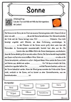 Vorschau - Unterrichtsreihen - Sonne Lückentext mit Wortspeicher Hörverstehen und Suchsel - Seite 1