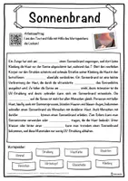Vorschau - Unterrichtsreihen - Sonnenbrand Lückentext mit Wortspeicher Hörverstehen und Suchsel - Seite 1