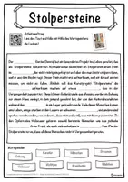 Vorschau - Unterrichtsreihen - Stolpersteine Lückentext mit Wortspeicher Hörverstehen und Suchsel - Seite 1