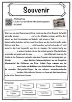 Vorschau - Unterrichtsreihen - Souvenir Lückentext mit Wortspeicher Hörverstehen und Suchsel - Seite 1