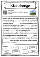 Vorschau - Unterrichtsreihen - Stonehenge Lückentext mit Wortspeicher Hörverstehen und Suchsel - Seite 1
