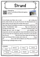 Vorschau - Unterrichtsreihen - Strand Lückentext mit Wortspeicher Hörverstehen und Suchsel - Seite 1