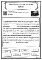 Vorschau - Unterrichtsreihen - Sozialdemokratische Partei der Schweiz Lückentext mit Wortspeicher Hörverstehen und Suchsel - Seite 1