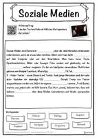 Vorschau - Unterrichtsreihen - Soziale Medien Lückentext mit Wortspeicher Hörverstehen und Suchsel - Seite 1