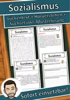 Vorschau - Unterrichtsreihen - Sozialismus Lückentext mit Wortspeicher Hörverstehen und Suchsel - Deckblatt