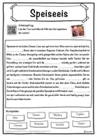 Vorschau - Unterrichtsreihen - Speiseeis Lückentext mit Wortspeicher Hörverstehen und Suchsel - Seite 1