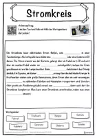 Vorschau - Unterrichtsreihen - Stromkreis Lückentext mit Wortspeicher Hörverstehen und Suchsel - Seite 1