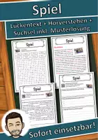 Vorschau - Unterrichtsreihen - Spiel Lückentext mit Wortspeicher Hörverstehen und Suchsel - Deckblatt