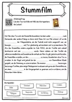 Vorschau - Unterrichtsreihen - Stummfilm Lückentext mit Wortspeicher Hörverstehen und Suchsel - Seite 1