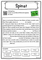 Vorschau - Unterrichtsreihen - Spinat Lückentext mit Wortspeicher Hörverstehen und Suchsel - Seite 1