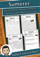 Vorschau - Unterrichtsreihen - Sumerer Lückentext mit Wortspeicher Hörverstehen und Suchsel - Deckblatt