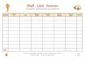 Vorschau - Arbeitsblätter - Stadt-Land-Fluss Sommer Ferien-Edition - Deckblatt