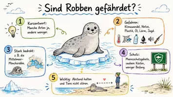 Vorschau - Arbeitsblätter - Arbeitsblätter zum Thema "Sind Robben gefährdet?" + Lösung & MP3 + Mindmap + Infografik - Seite 1