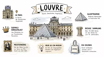 Vorschau - Arbeitsblätter - AB mit Fragen zum Thema "Louvre" + Lösungsblatt + Mindmap + Infografik - Seite 1