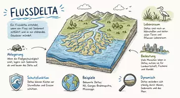 Vorschau - Arbeitsblätter - AB mit Fragen zum Thema "Flussdelta" + Lösungsblatt + Infografik - Seite 1