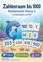 Vorschau - Arbeitsblätter - Zahlenraum bis 1000 | Mathematik Klasse 3 | 6 Arbeitsblätter als PDF - Deckblatt