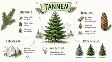 Vorschau - Arbeitsblätter - AB mit Fragen zum Thema "Tanne" + Lösungsblatt + Infografik - Seite 1