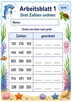 Vorschau - Arbeitsblätter - Zahlen ordnen bis 1000 | Mathematik Klasse 3 | 6 Arbeitsblätter als PDF - Seite 1