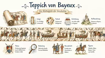 Vorschau - Arbeitsblätter - AB mit Fragen zum Thema "Teppich von Bayeux" + Lösungsblatt + Infografik - Seite 1