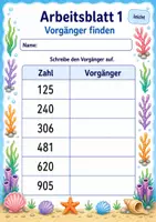 Vorschau - Arbeitsblätter - Vorgänger und Nachfolger bis 1000 | Mathematik Klasse 3 | 6 Arbeitsblätter als PDF - Seite 1