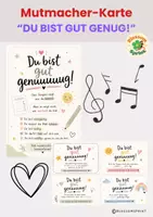 Vorschau - Mal- und Bastelvorlagen - Du bist gut genug - Mutmacher-Karte / Zeugnis - Deckblatt