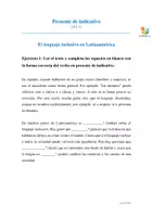 Vorschau - Arbeitsblätter - PRESENTE de indicativo - Texto: Lenguaje inclusivo (A1) - Deckblatt