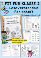 Vorschau - Anderer Materialtyp - Fit für Klasse 2 - Ferienheft, Deutsch Sommer, Leseverständnis Arbeitsheft, Klasse 1 und 2 - Deckblatt