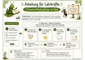 Vorschau - Stundenentwürfe - Fabel kreativ schreiben | 5 kreative Schreibaufgaben | Arbeitsblätter Deutsch Ameise und die Grille - Seite 1