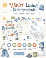 Vorschau - Arbeitsblätter - Winter Leseheft für die Grundschule | Klasse 2-4/ 24 Seiten mit Lesetexten, Aufgaben, Rätseln & Urkunde zur Leseförderung - Deckblatt