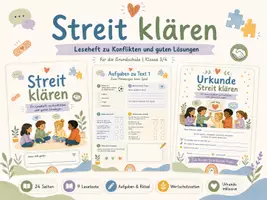 Vorschau - Arbeitsblätter - Streit klären – Leseheft Klasse 3/4 | Konflikte verstehen, Selbstreflexion üben, Verantwortung übernehmen & faire Lösungen finden - Deckblatt
