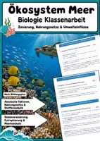 Vorschau - Arbeitsblätter - Biologie Klassenarbeit Ökosystem Meer Oberstufe Ökologie Klausur - Deckblatt